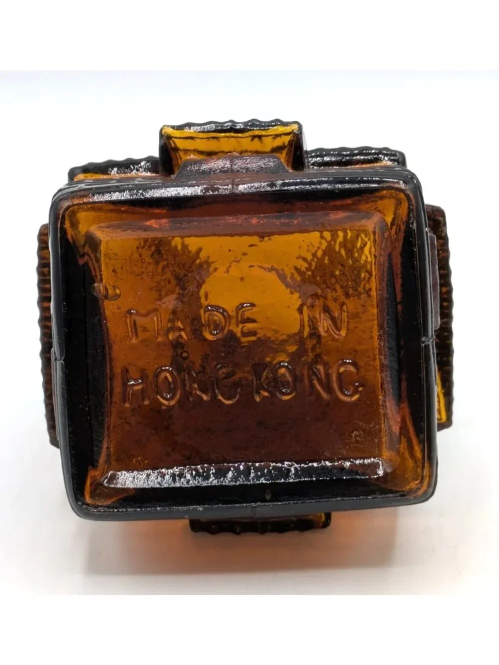 Vintage Cabin Shaped Amber Glass Mini Oil Lamp Lantern Made in Hong Kong 8.5